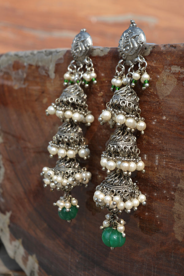 Peacock long jhumkis