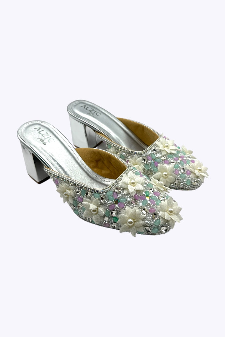 Pearl Bloom Crystal Heels