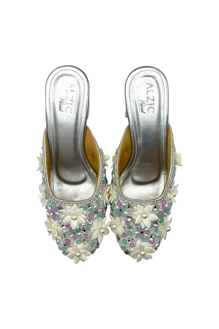 Pearl Bloom Crystal Heels