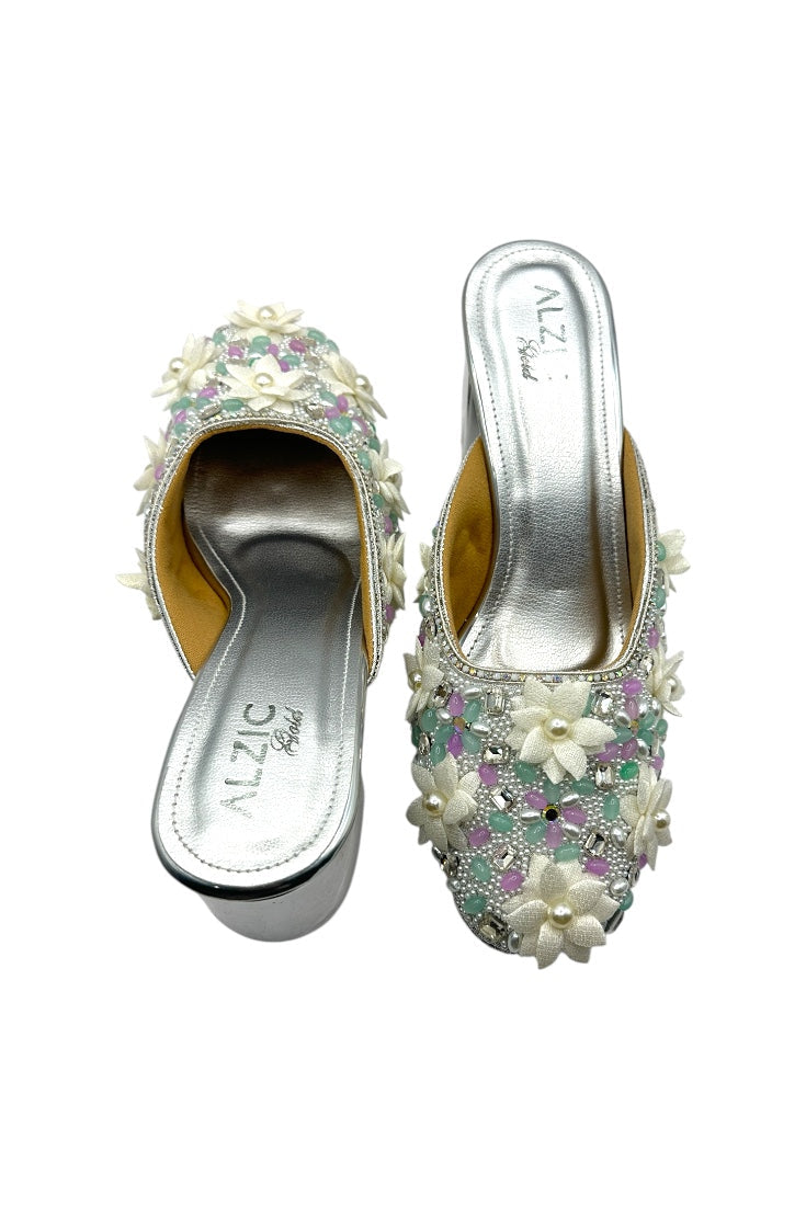 Pearl Bloom Crystal Heels