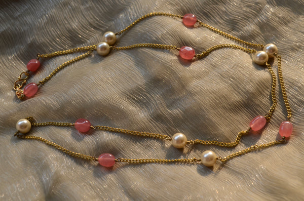 Pink quartz necklace