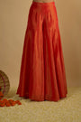 Burnt Orange Silk Tissue Short Kurta Gharara Set
