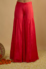Crimson Blush Silk Chiffon Short Kurta Gharara Set
