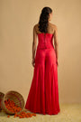 Crimson Blush Silk Chiffon Hand Embroidered Corset