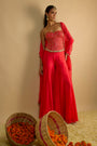 Crimson Blush Silk Chiffon Hand Embroidered Corset