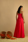 Crimson Blush Silk Chiffon Hand Embroidered Corset