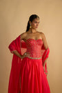 Crimson Blush Silk Chiffon Hand Embroidered Corset
