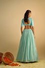 Crystal Blue Silk Chiffon Lehenga Set