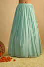 Crystal Blue Silk Chiffon Lehenga Set