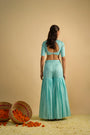 Crystal Blue Silk Chiffon Gharara Set