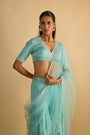 Crystal Blue Silk Chiffon Gharara Set