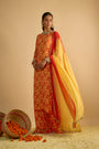 Yellow and Orange Floral Printed Hand Embroidered Palazzo Set