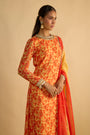 Yellow and Orange Floral Printed Hand Embroidered Palazzo Set