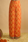 Yellow and Orange Floral Printed Hand Embroidered Kurta Set