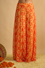 Yellow and Orange Floral Printed Hand Embroidered Kurta Set