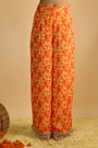 Yellow and Orange Floral Printed Hand Embroidered Short Kurta Set