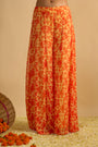 Yellow and Orange Floral Printed Hand Embroidered Short Kurta Set