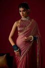 Dusty Rose Gold Tissue Saree Set
