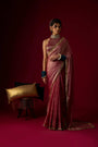 Dusty Rose Gold Tissue Saree Set