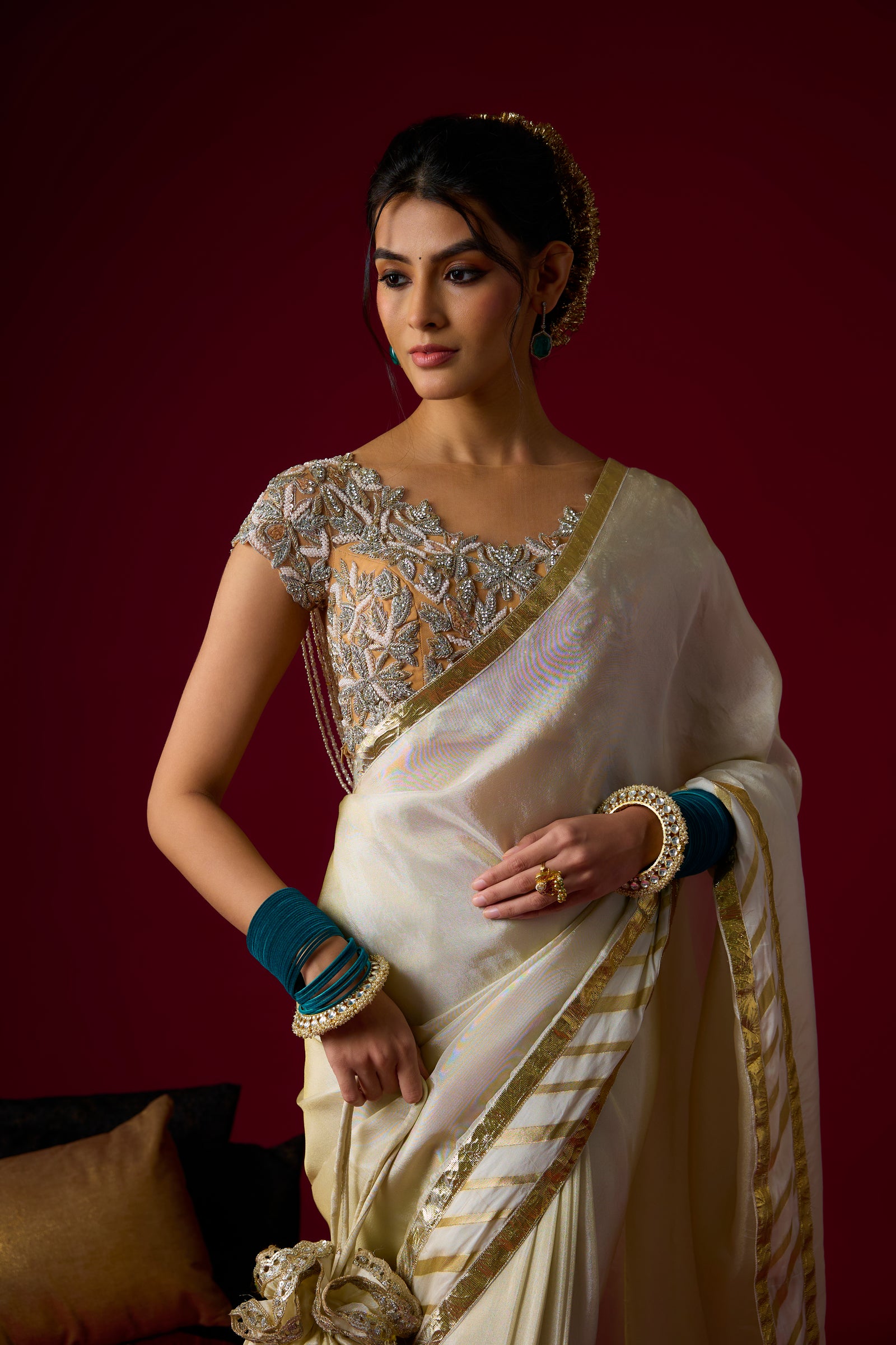 Gold Tissue Saree Set
