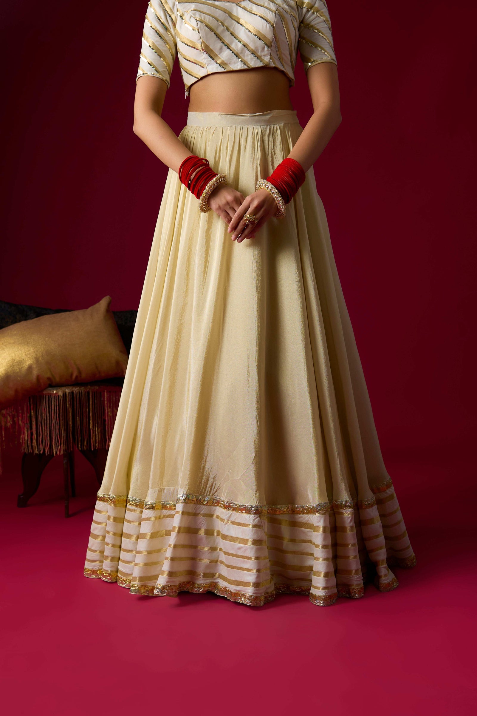 Gold Tissue Lehenga Set