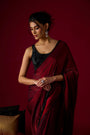 Burgundy Tissue Saree Set