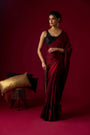 Burgundy Tissue Saree Set