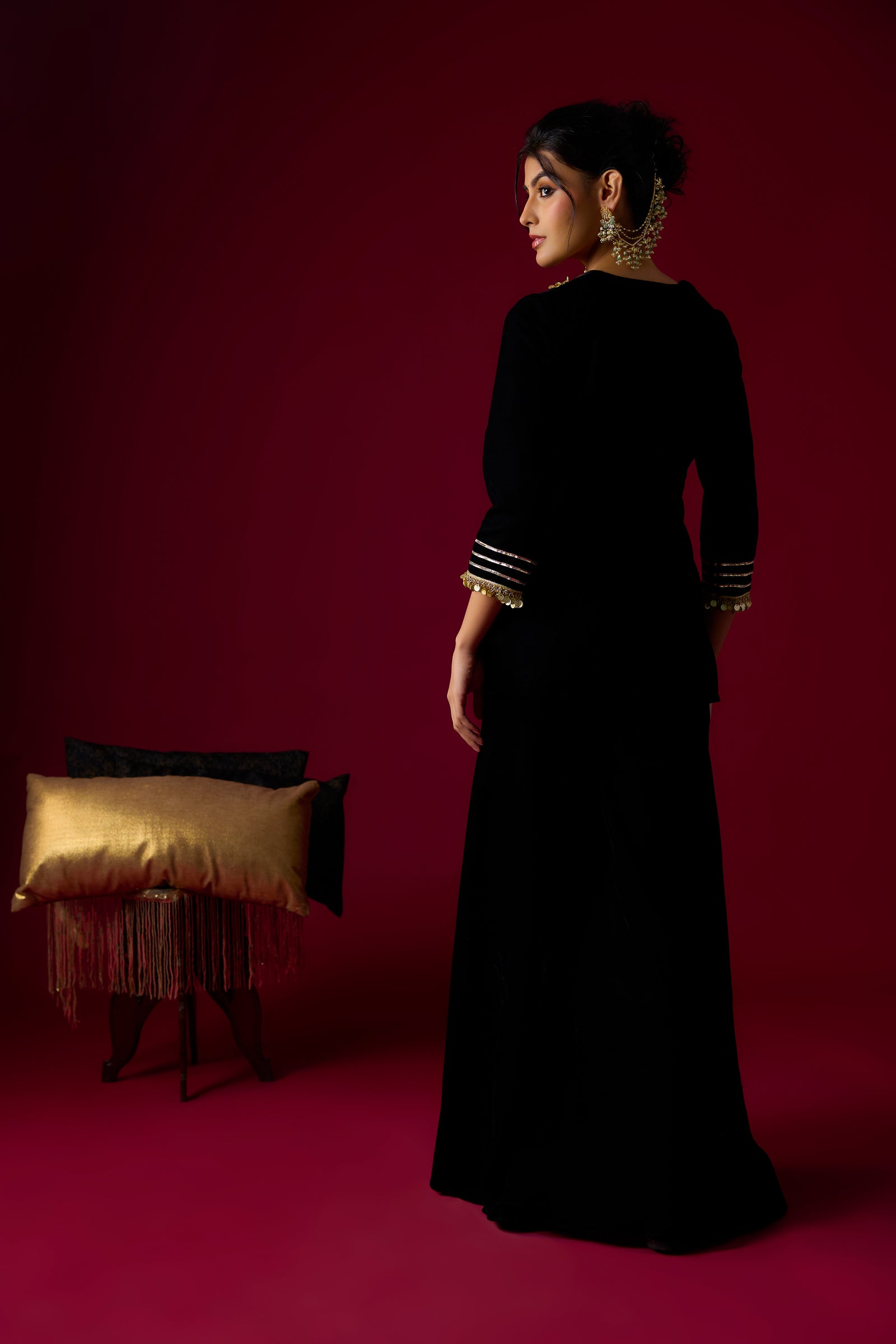 Black Velvet Gharara Set