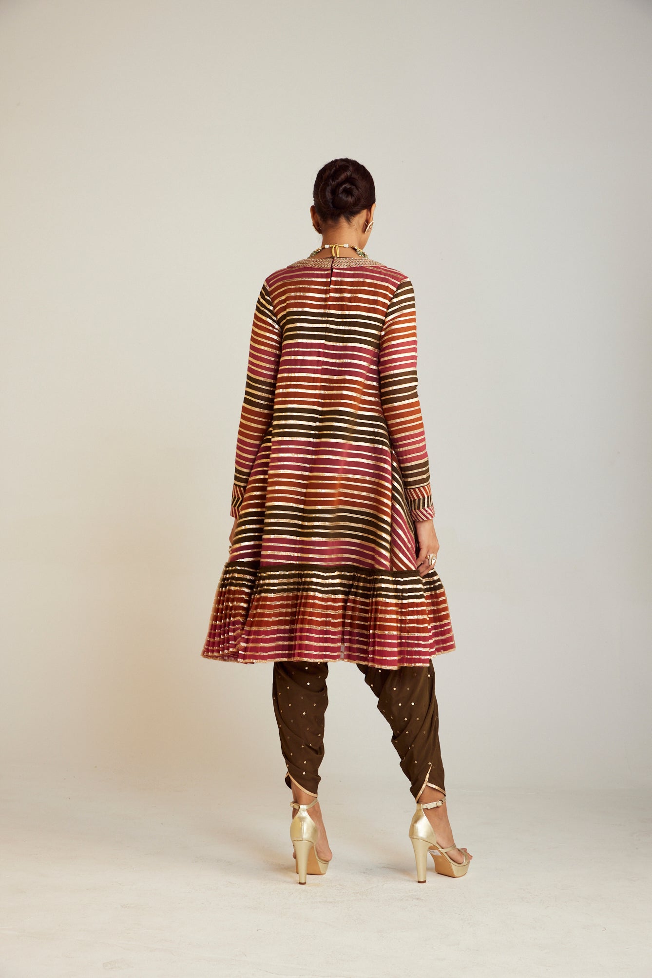 Olive Green V Neck A Line Dhoti Kurta Set