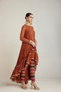 Rust Asymmetrical Kurta Pant Set
