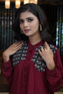 Red Set Hand Embroidery Black Resham Embroidery Set