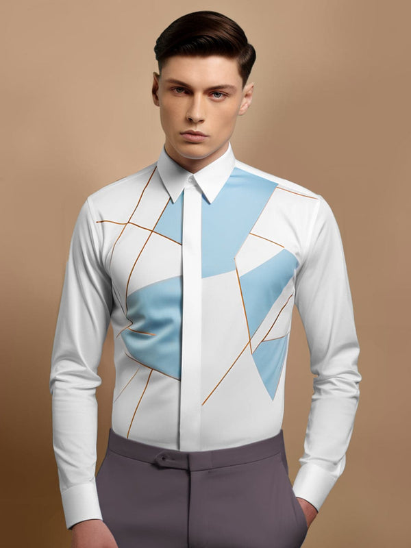 Colourblocked Spread Collar Cotton Casual Shirt