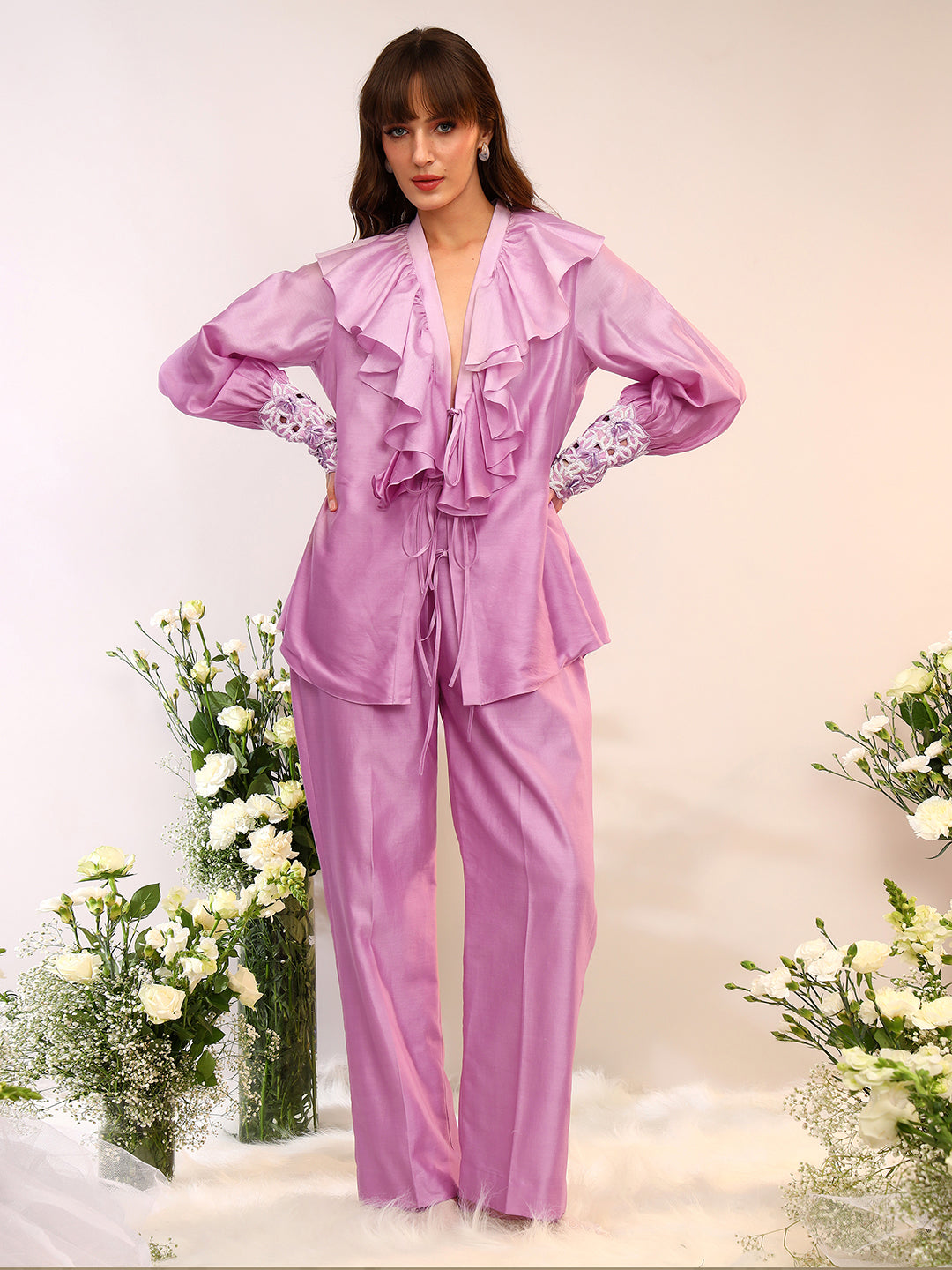 Frill Tie Up Coord Set