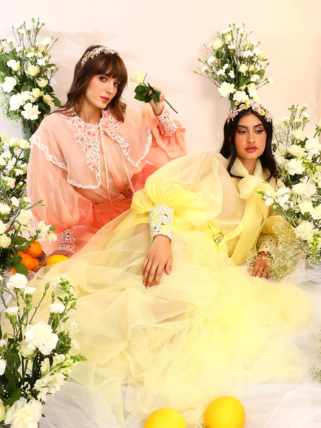 Organza Tie Up Shirt & Tule Skirt
