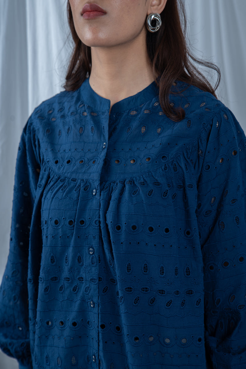 Our Eyelet Embroidery Top With Gathered Sleeves