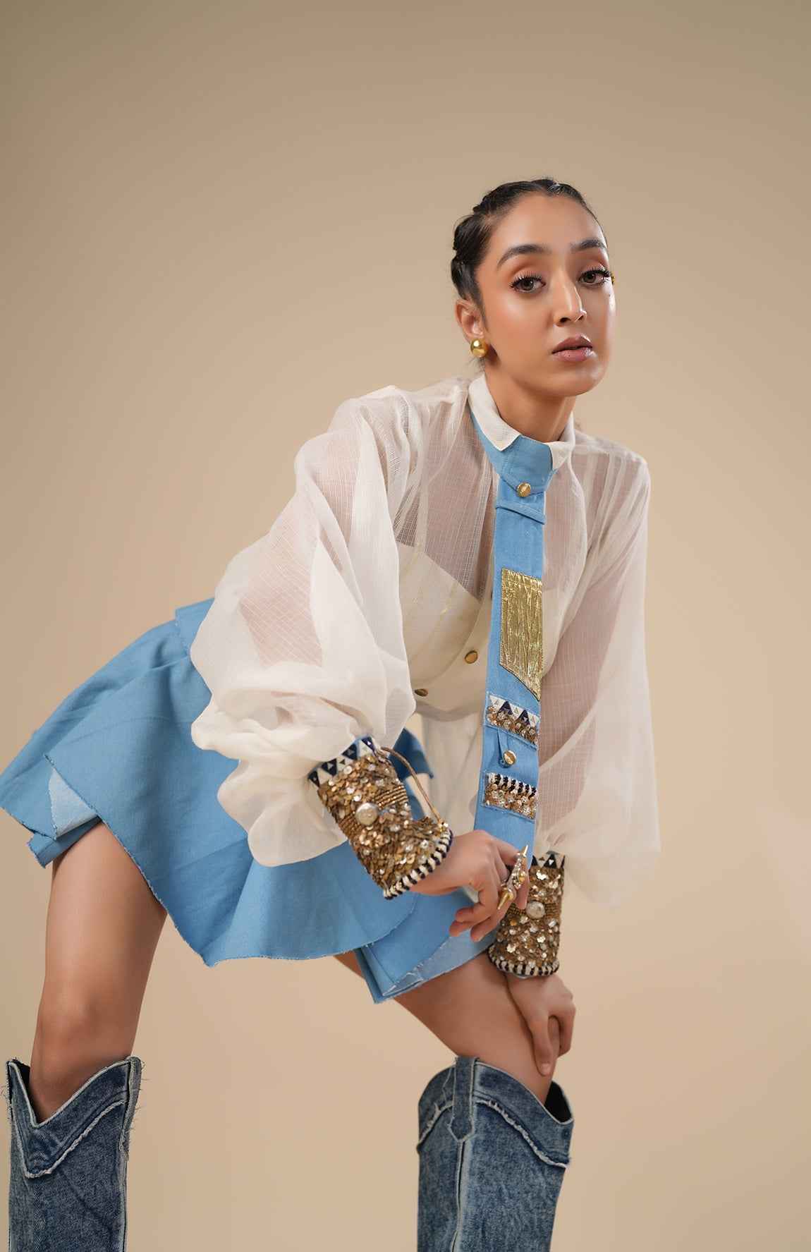 Denim Embellished Cuff