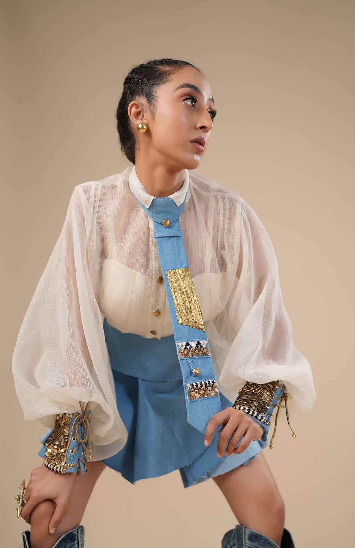 Denim Embellished Cuff