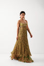 The Calcutta Mehendi set in avacado green with gulabi dupatta
