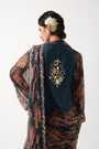 The prussian blue Sheesha Koti Saree