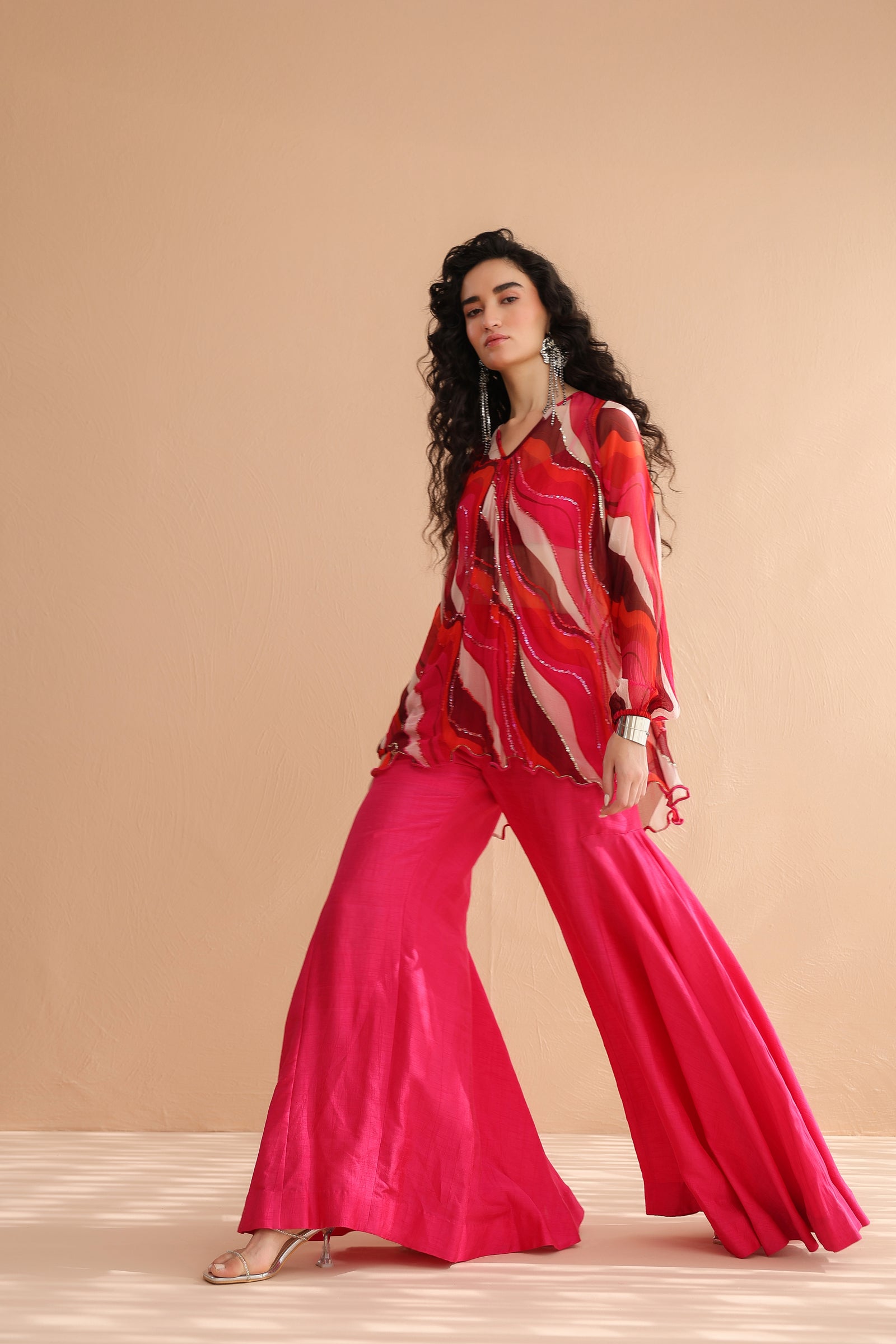 Bloody Mary tunic with exaggerated bell-bottoms.