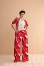 The Swagger Sheesha koti jacket-pant  set in ivory & fushcia lehar