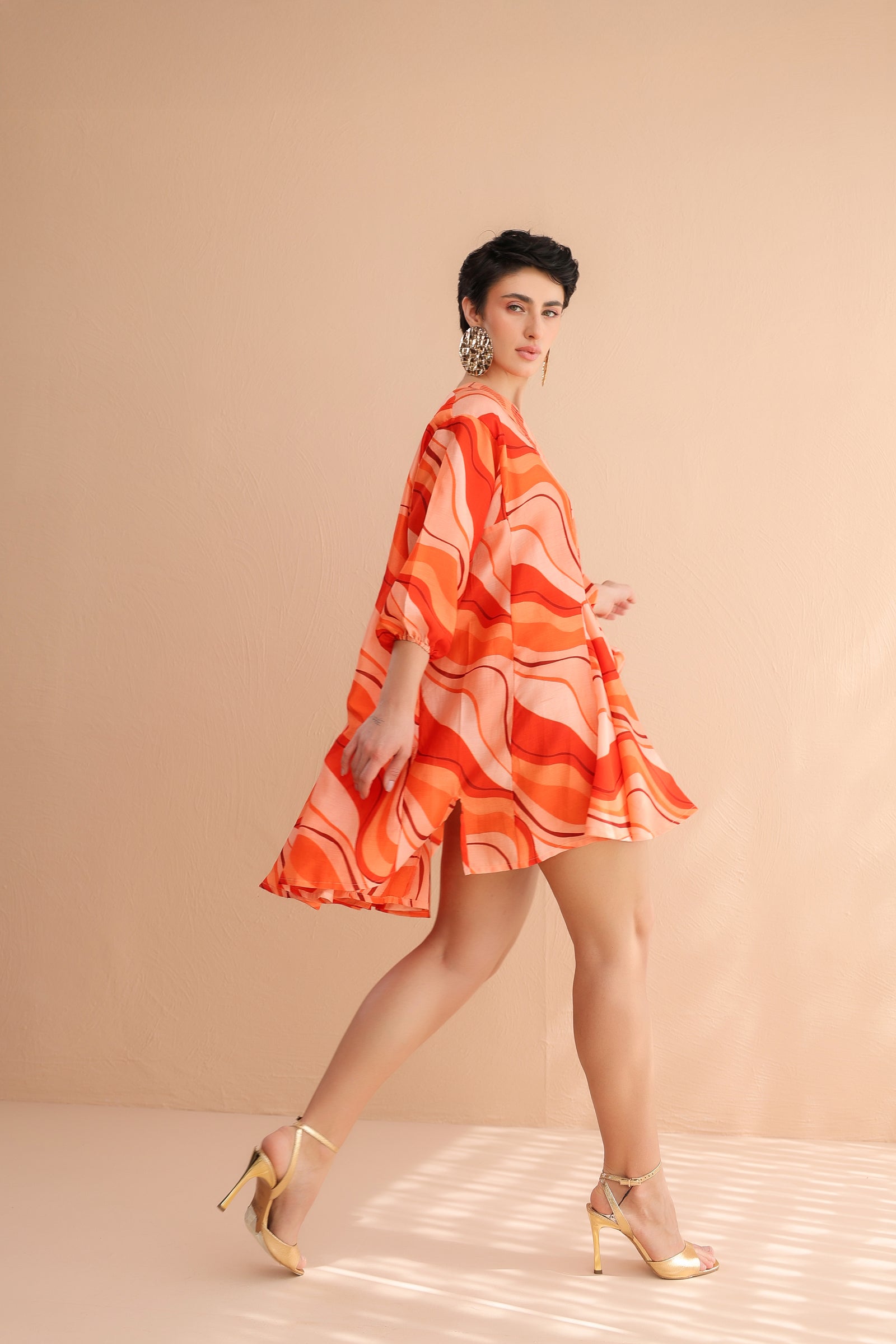 The Tangie Wave Lehar Print Mini Dress