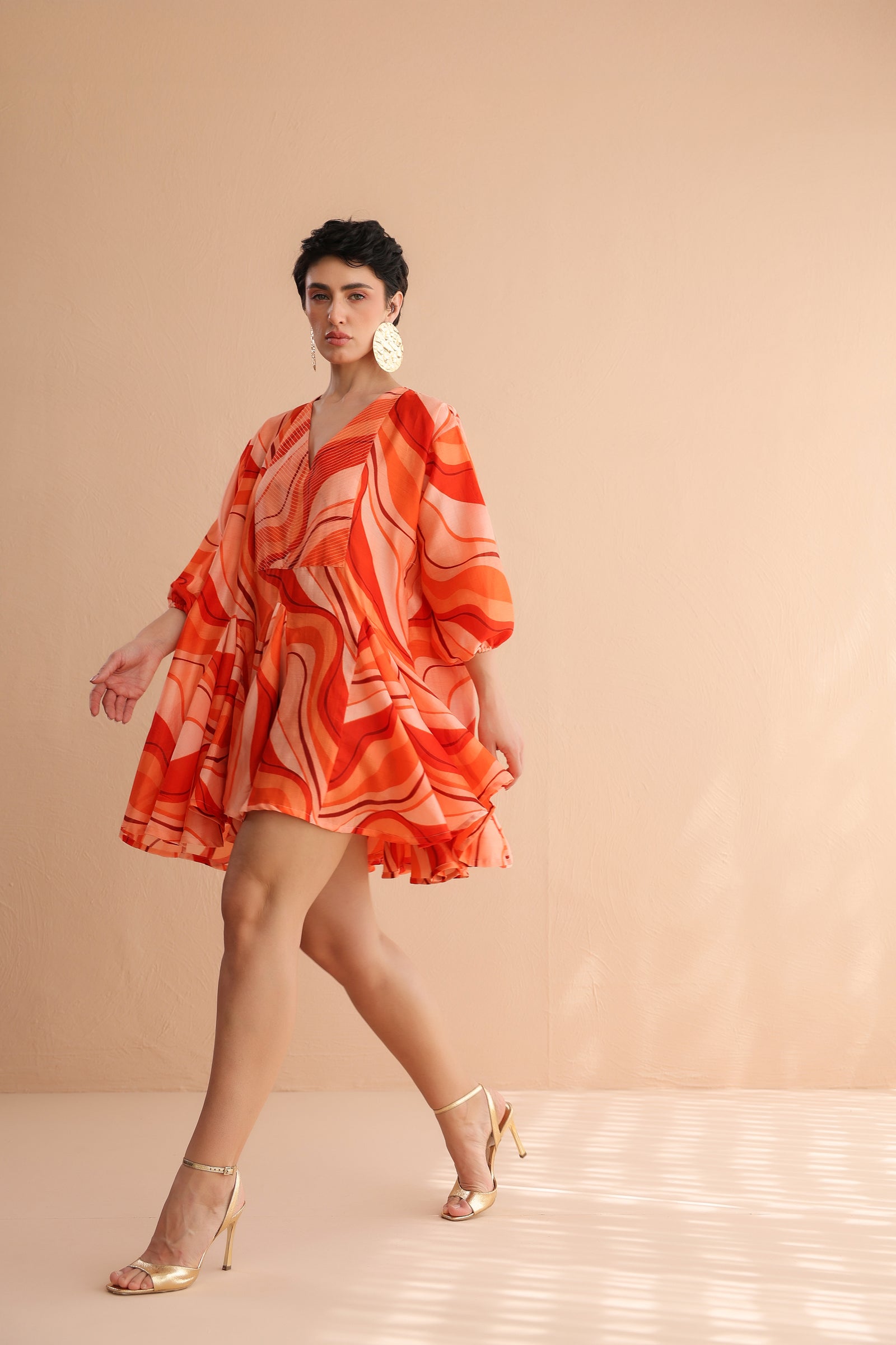 The Tangie Wave Lehar Print Mini Dress
