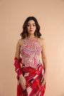 The cosmo politian saree with ambi backless blouse.