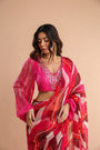The  cosmo politian saree with bohemium blouse.
