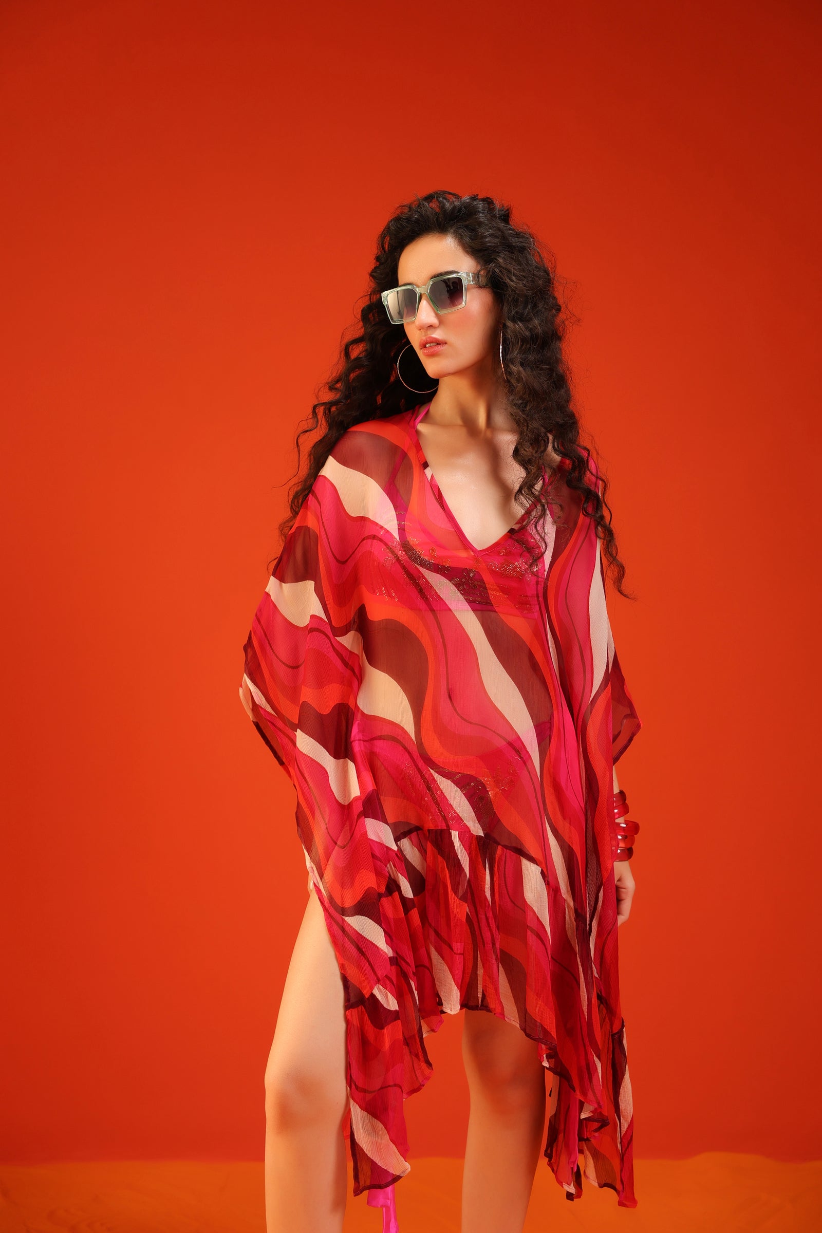 Hot pink vrigin merry bikini coverup set