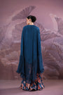 The Prussian blue Chakarborty gotaphool kaftaan set