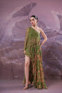 Avacado green marble palace 1 off shoulder maxi