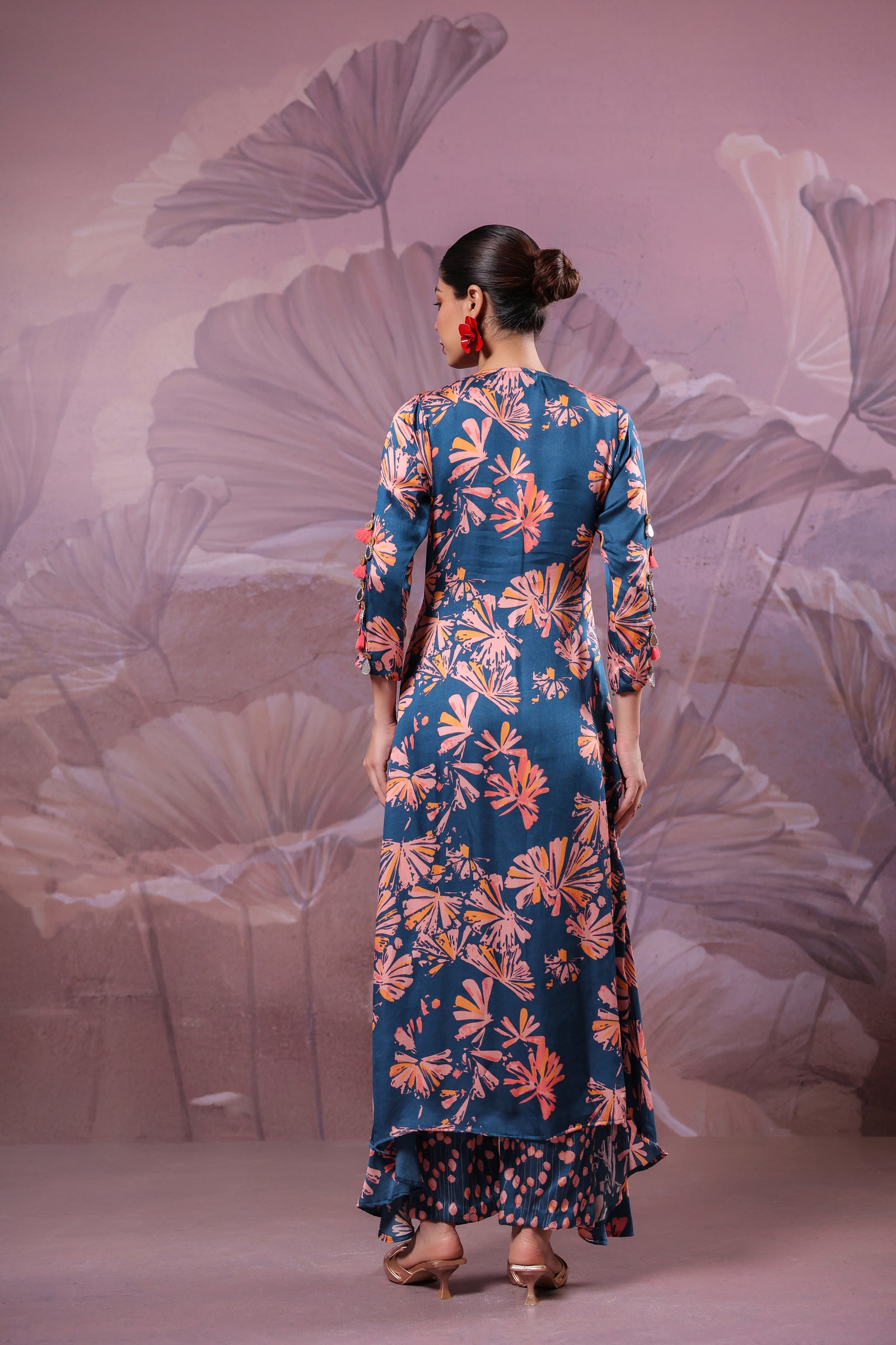 Ballygunge prussian blue  tassel tunic set in