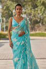 Blue Flower Saree Set